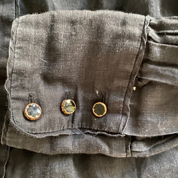 Zimmerman Button Down Ruffle Black White Ramie Blouse Shirt Top Size O - Picture 7 of 9